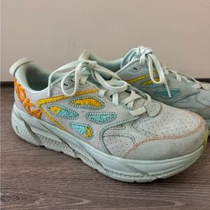 HOKA Clifton L Embroidery in Blue Grass / Radiant Yellow